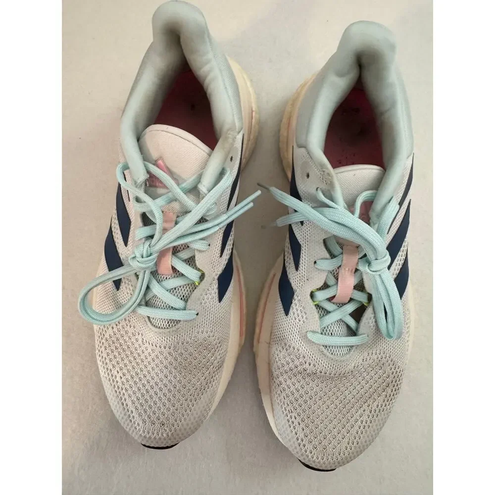 Adidas Woman's Solarglide 5 Running Shoes Cloud White Wonder Steel Beam Pink 8.5